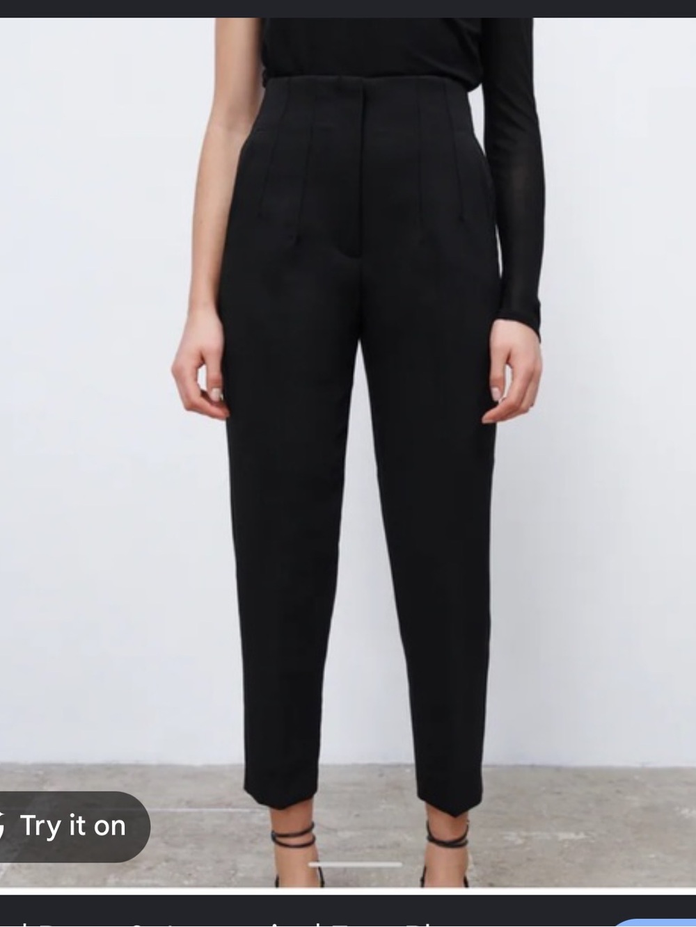 Zara Black Cropped High-Waist Slim Pants